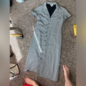 Talbots petite size 8 black and white maxi dress with buttons